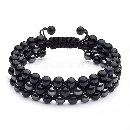 Perles de pierres précieuses mélangées naturelles et synthétiques bracelets de perles tressées BJEW-SW00002-03-1