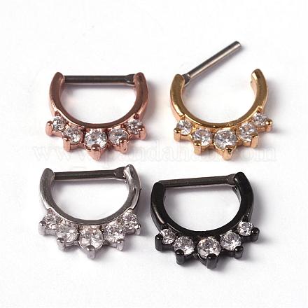 Titanium Steel Cubic Zirconia Nose Studs Nose Piercing Jewelry AJEW-H007-07-1