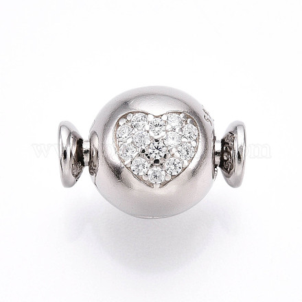 925 серебряная микро-паве прозрачные кубические цирконии европейские застежки STER-T007-140P-1