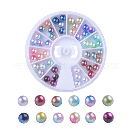 Perle di perle imitazione acrilico arcobaleno OACR-X0006-12-5mm-1
