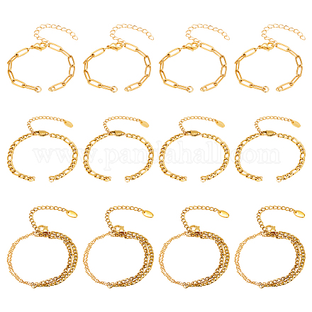 Nbeads 12 pièces 3 style 304 fabrication de bracelet en chaîne en acier inoxydable MAK-NB0001-18-1