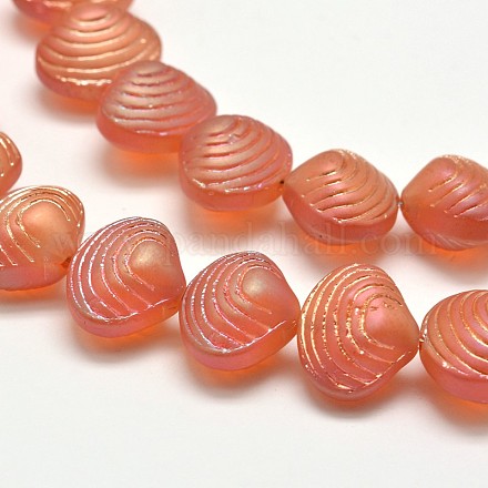 Frosted Electroplate Glass Shell Beads Strands EGLA-M002-A01-1