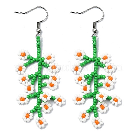 Серьги с подвесками из семян ручной работы EJEW-MZ00229-02-1