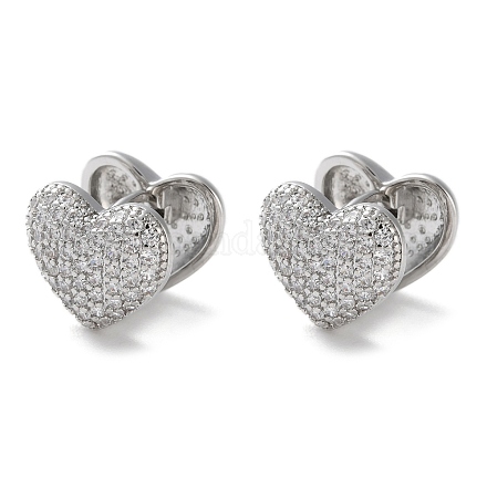 Латунные серьги-кольца из прозрачного кубического циркония EJEW-C121-17P-1