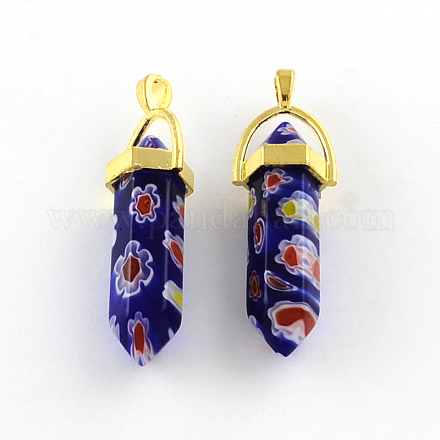 Millefiori Glass Pendants with Alloy Findings LK-R008-04G-1