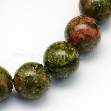 Natural Unakite Round Beads Strands G-S175-16mm-1