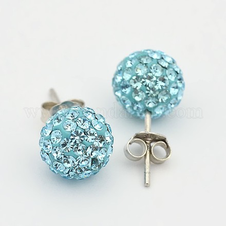 Sterling Silver Austrian Crystal Rhinestone Ball Stud Earrings for Girl X-Q286H031-1