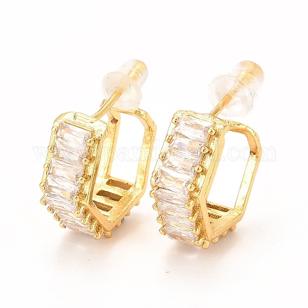 Brass Micro Pave Cubic Zirconia Stud Earrings X-EJEW-F273-11G-1