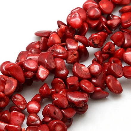 Naturelles perles de corail rouge brins G-P041-03-1