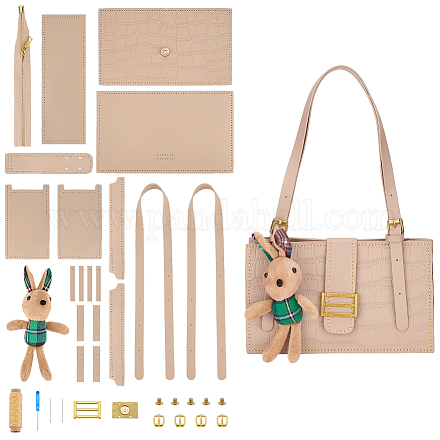 Kits de bandolera de cuero de imitación diy de conejo DIY-WH0410-01B-1