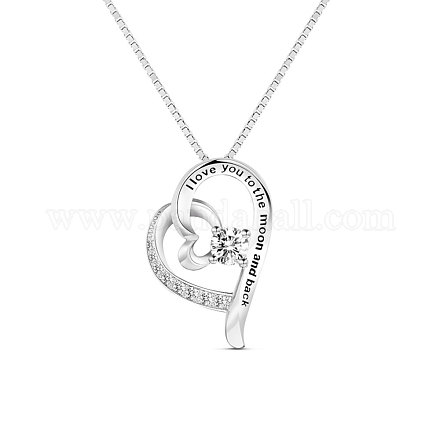 Collana con pendente a forma di cuore in argento sterling placcato rodio tinysand TS-N473-S-1