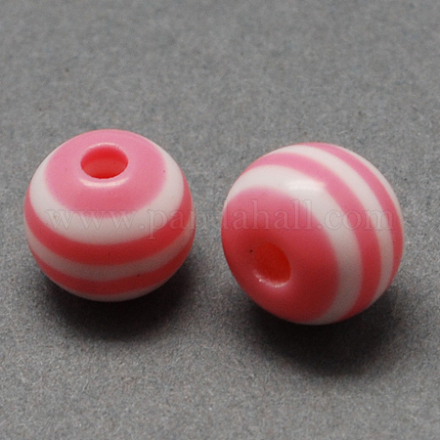 Round Striped Resin Beads RESI-R158-8mm-06-1