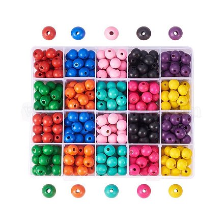 Pandahall Elite about 400 pcs 10 Mixed Color Dyed Wood Beads Round 14mm Wooden Beads for Jewelry Making WOOD-PH0003-03-1