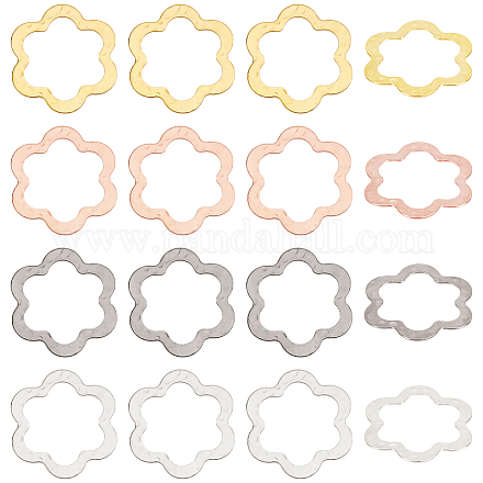 Nbeads 32pcs 4 anillos de unión de flores de latón martillado de color KK-NB0001-58-1