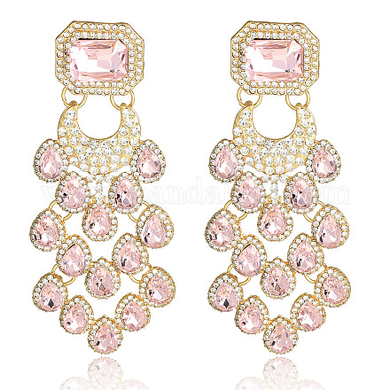 Серьги-люстры из сплава со стразами в форме капли и прямоугольника FS-WGBF96F-05-1