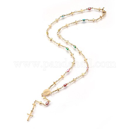 304 Edelstahl Rosenkranz Perlenketten aus rostfreiem NJEW-E133-05G-1