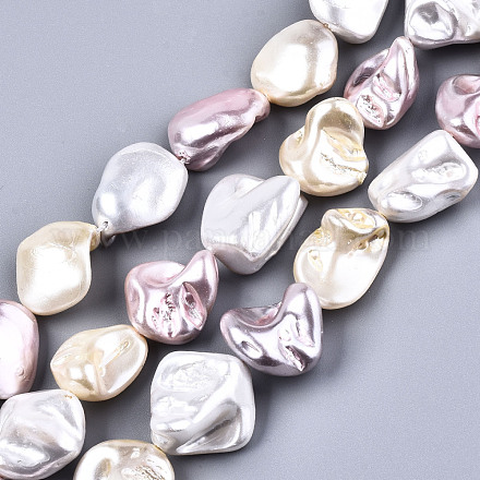 Electroplated Natural Freshwater Shell Beads Strands X-SHEL-R113-01E-1