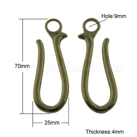Tibetan Style Hook Clasps TIBE-A11-3298-AB-FF-1