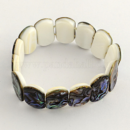 Rectangle Abalone Shell/Paua ShellStretch Bracelets BJEW-Q002-03-1