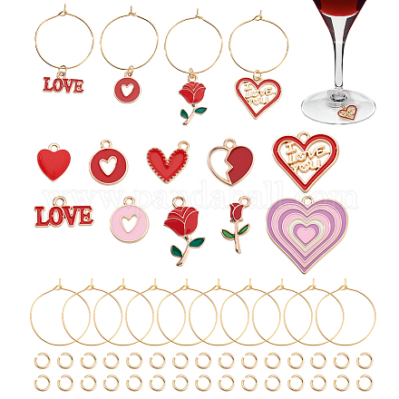 Набор для самостоятельного изготовления подвесок для бокалов ко дню святого валентина DIY-GA0008-29-1