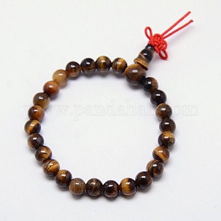 Bouddhiste bijoux de perles de mala bracelets tigre naturel bracelets élastiques des yeux BJEW-M007-6mm-01A-1