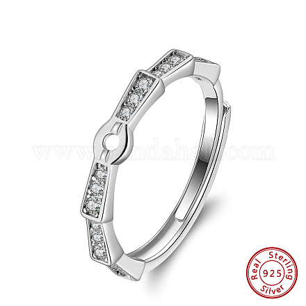 Componentes del anillo de dedo ajustable con circonita cúbica de plata de ley chapada en 925 STER-L064-07P-1
