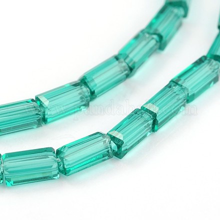 Faceted Cuboid Transparent Glass Bead Strands GLAA-J081-A06-1