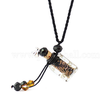 Collana pendente bottiglia di profumo a lume a lume con perle di vetro BOTT-PW0002-059E-02-1