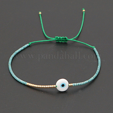 Bracelet réglable en perles tressées avec mot de passe mauvais œil ZW2937-02-1