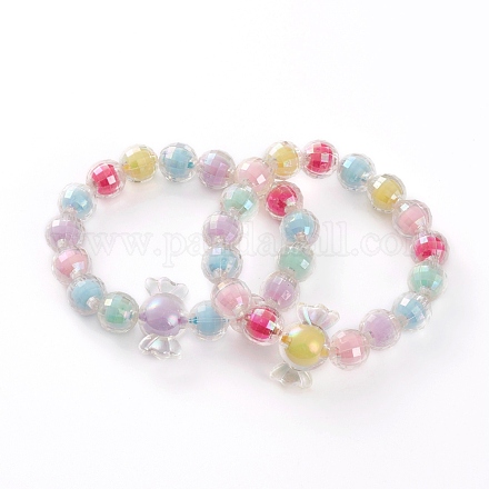 Transparent Acrylic Beads Stretch Bracelets for Kids BJEW-JB05862-1