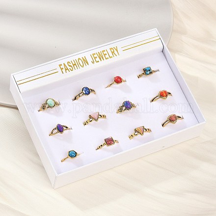 12 шт. кольца из натуральной красной яшмы RJEW-Z087-02AG-1