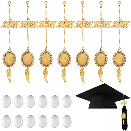 Овальная и крылатая сплавная 2025 цепочка с выпускным колпачком HJEW-SP00007-1