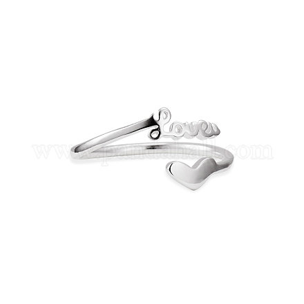 SHEGRACE Elegant Love Sterling Silver Heart Cuff Ring JR49A-1