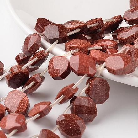 Faceted Teardrop Synthetic Goldstone Bead Strands G-M350-10-1