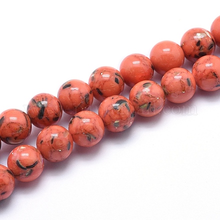 Chapelets de perles de coquillage de mer et turquoise synthétique G-G758-12-4mm-1