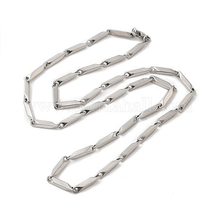 201 collana con catena a maglie rettangolari in acciaio inossidabile NJEW-Q316-01C-P-1