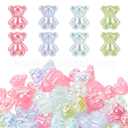 CHGCRAFT 60Pcs 4 Colors Gummy Bear Nail Charms Colorful Lovely Bear Cabochons Opaque AB Color Acrylic Bear Beads for Nail Art Decoration Hair Clip Jewelry Making MACR-CA0001-22-1
