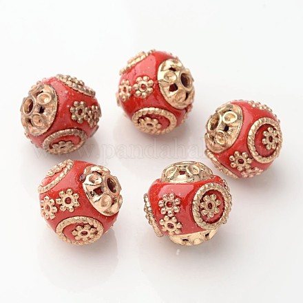 5 pcs accessoires de bricolage de perles rondes indonésie faites main  X-IPDL-R365-1-1