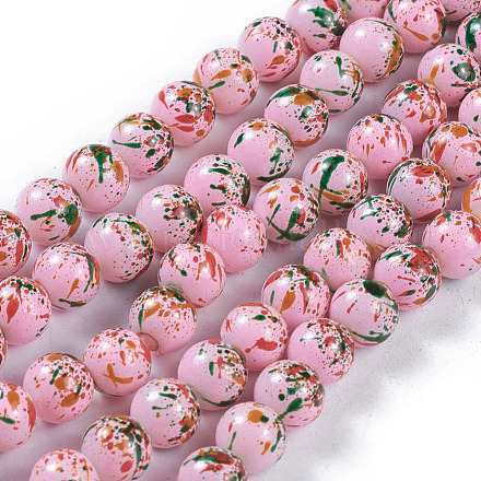 Hebras opacas de perlas de vidrio pintadas para hornear GLAA-L024-C-24-1