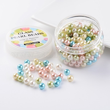Set di perline di perle di vetro HY-JP0001-03-N-1