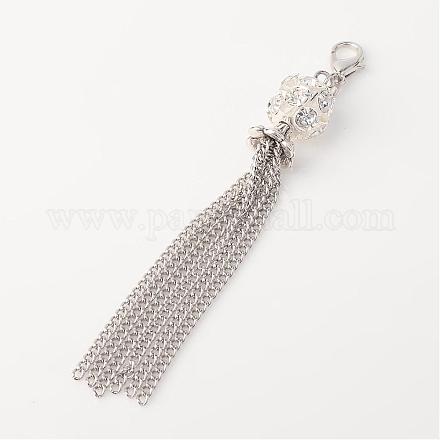 Perles laiton strass pompon pendentif décoration HJEW-JM00192-1