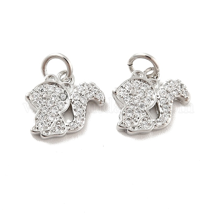 Squirrel Brass Micro Pave Clear Cubic Zirconia Charms KK-G425-11P-1