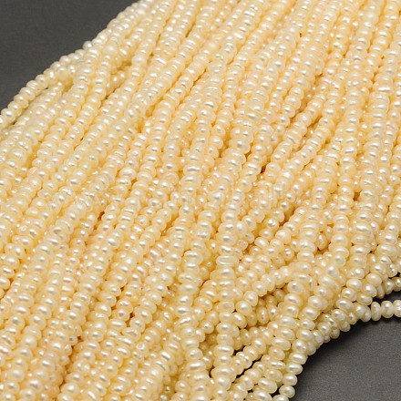Oval Natural Cultured Freshwater Pearl Beads Strands PEAR-F001-24-1