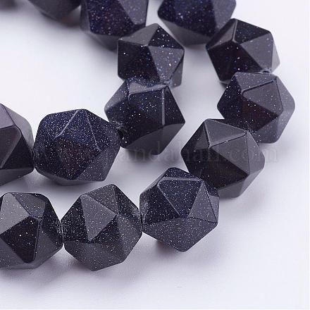 Synthetic Blue Goldstone Bead Strands G-G972-11-14mm-1