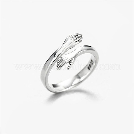 Shegrace coppia di anelli regolabili da donna in argento sterling rodiato JR828A-01-1