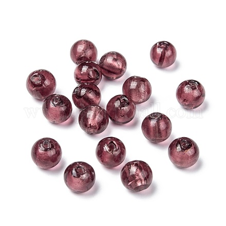 Perles de verre rondes argentées faites à la main X-SLR10MM18Y-1