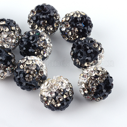 Perles de boule disco en argile polymère de couleur à deux tons manuelles X-RB-R041-07-1