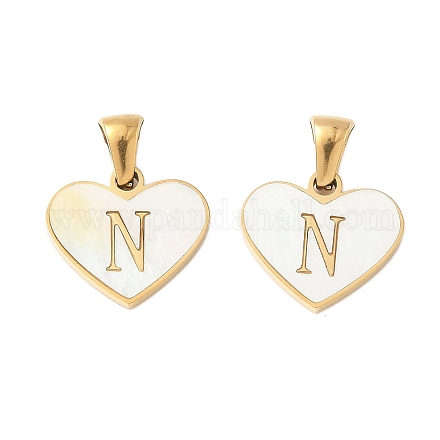 Сердце из натуральной белой ракушки из нержавеющей стали 304 с подвесками в виде инициалов STAS-R168-25G-N-1