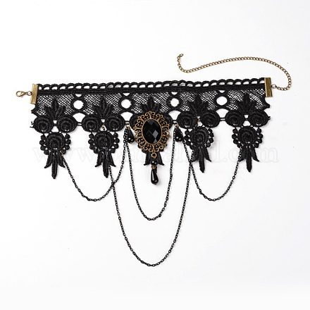 Gothiques dentelle creuse colliers de fleurs collier rétro NJEW-JL129-1