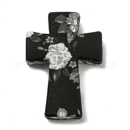Croix avec perles focales en silicone fleur SIL-G006-02G-1